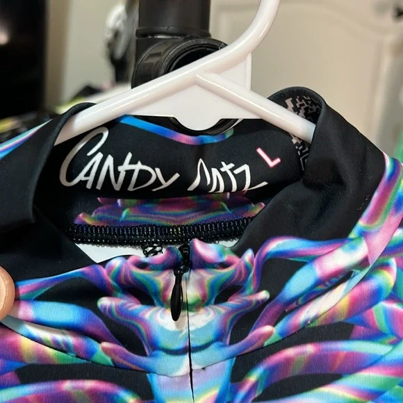 Candy Catz Rainbow Skeleton Halloween Catsuit Jumpsuit Skinsuit Bodysuit Rave - Picture 4 of 4